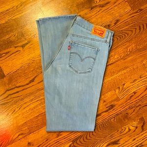 LEVI STRAUSS 314 SHAPING STRAIGHT LEG LIGHT BLUE DENIM JEANS- SIZE 28